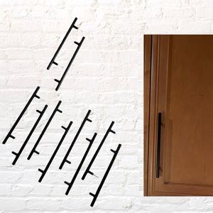 Bundle of 10 modern black metal kitchen cabinet door pulls